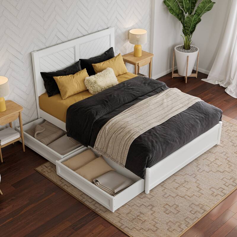 Clayton Platform Bed with Panel Footboard and Storage Drawers