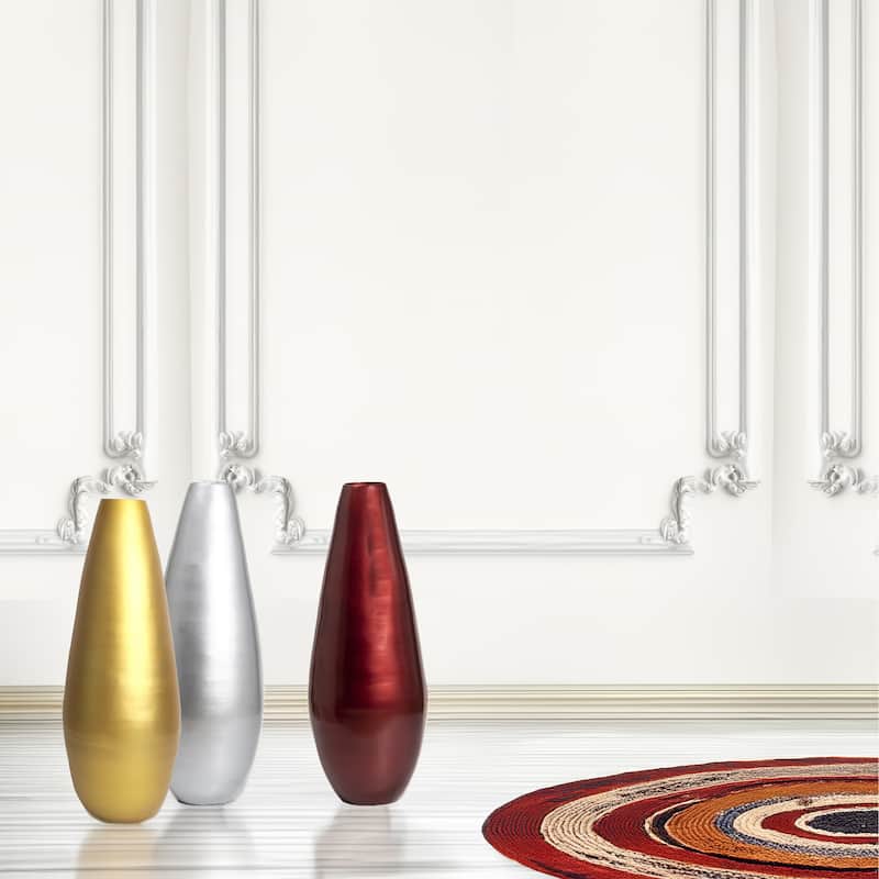 31.5" Spun Bamboo Tall Floor Vase - Sleek Matte Finish, Elegant Home Decoration, Modern Accent Piece, Living Room Decor