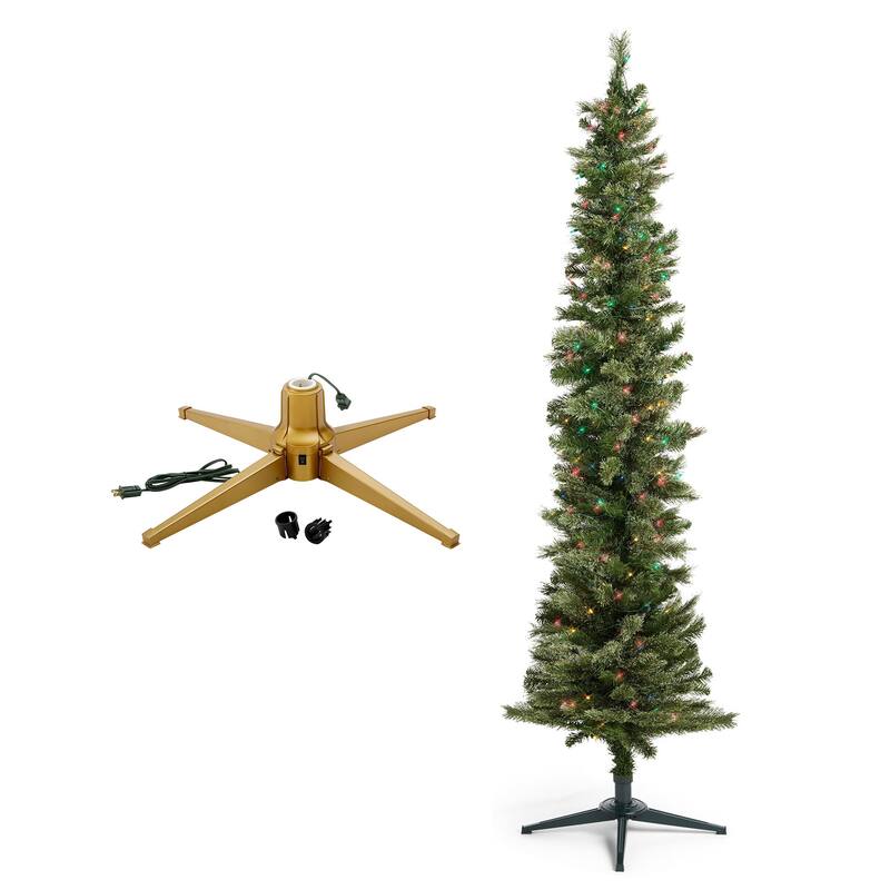 Home Heritage Rotating Tree Stand Base w/Stanley 7' Skinny Pencil Christmas Tree - 12.77