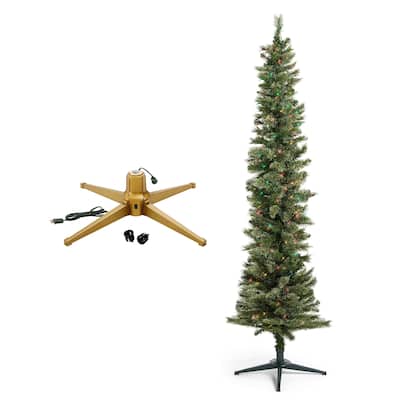 Home Heritage Rotating Tree Stand Base w/Stanley 7' Skinny Pencil Christmas Tree - 12.77