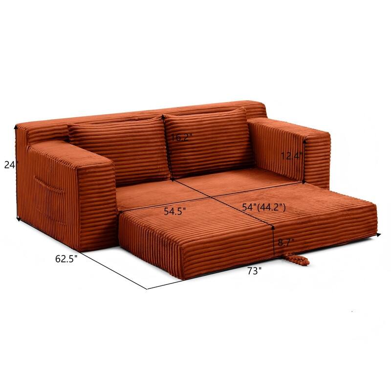 Memory Foam Cloud Loveseat Sofa Bed - 2-in-1 Compressed Foldable Sleeper with Storage, No Assembly Needed