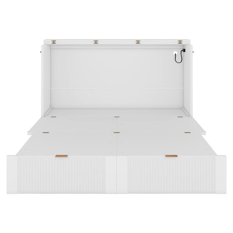 Full Size Murphy Bed with Pulley Design, Drawer, and USB