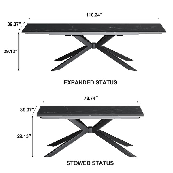 110.24'' Extendable Rectangular Sintered Stone Dining Table For 6 110.24'' Extendable Rectangular Sintered Stone Dining Table For 6