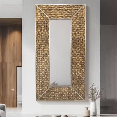 Sagebrook Home Gold Scales Mirror 47x94 Inches of Elegance, Crafted in MDF, Glass, and Silver Leaf - 47" x 5" x 94"