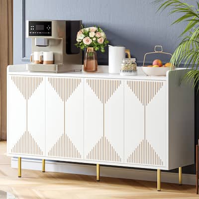 Moasis Modern Sideboard Buffet Cabinet with Storage, 55'' Kitchen Storage Cabinet Coffee Bar Cabinets for Dining Room