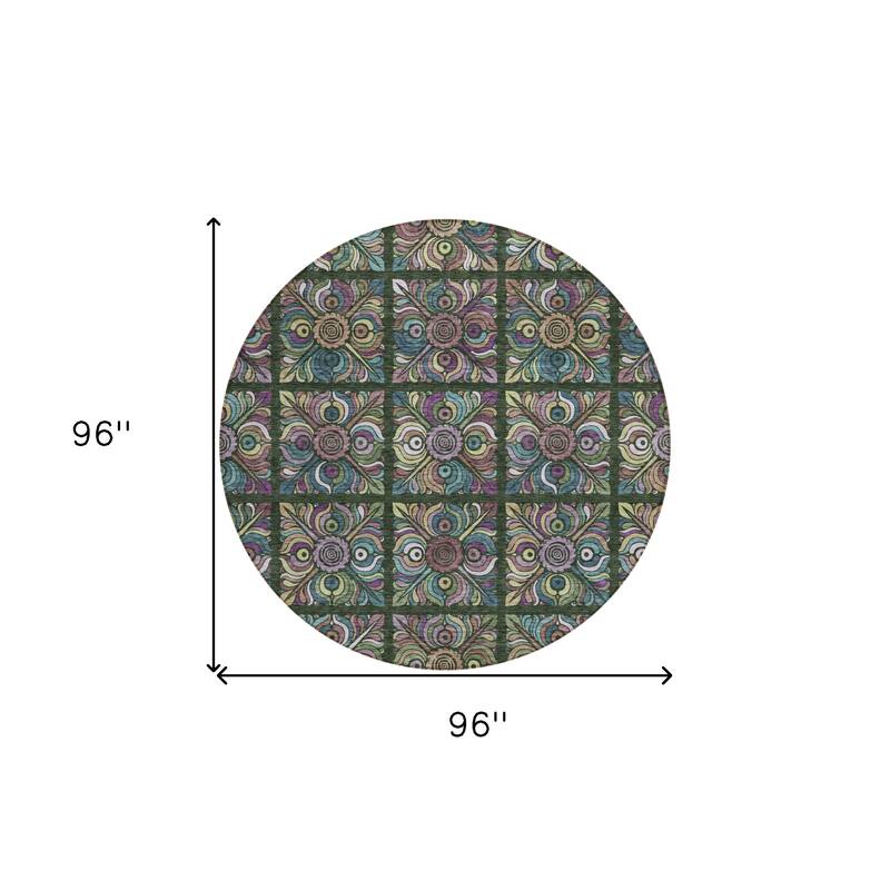 HomeRoots Medallion Transitional Rectangle Outdoor Rug