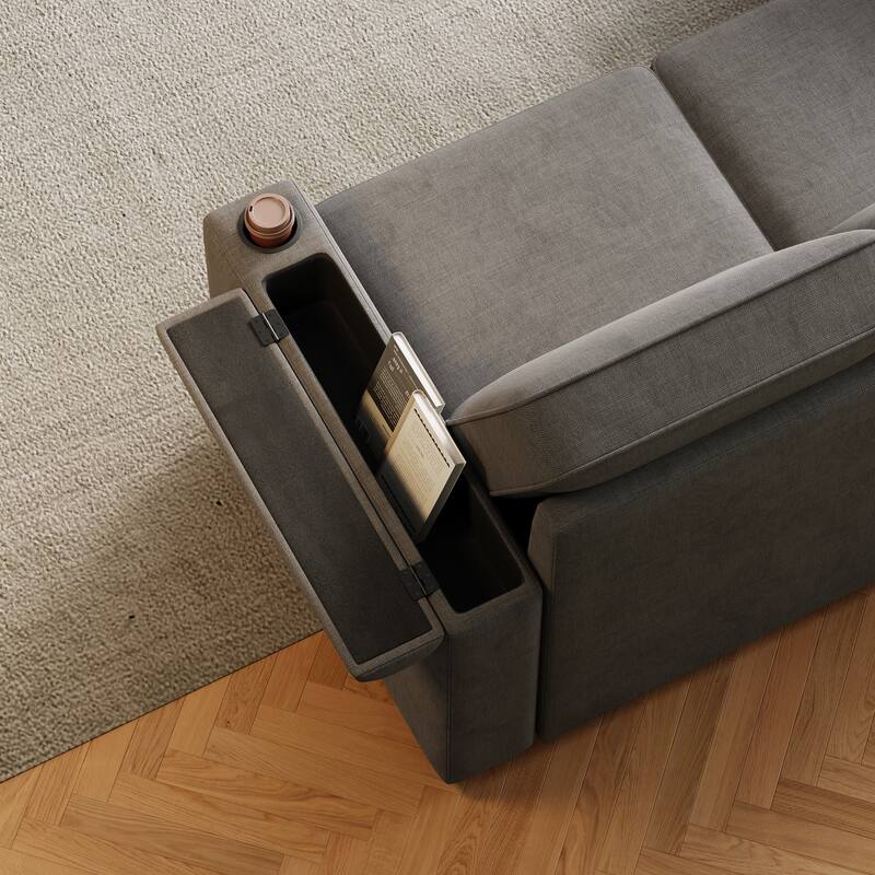 Sleeper Sofa with Storage, Cup Holder and USB Charging Port,Couch with Pull Out Bed, Daybed for Living Room Bedroom
