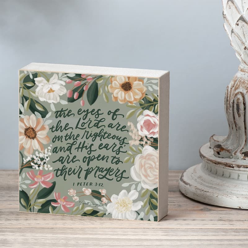 Righteous Artistic Freestanding Solid Wood Block Sign Made in the USA 3.75” Square Decorative Accent for Home or Office - Multi