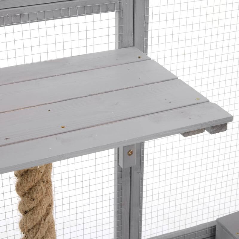 Roomfitters Outdoor Cat House Catio Enclosure Double Door Balcony Playpen with Platforms and Condos for 1-3 Cats