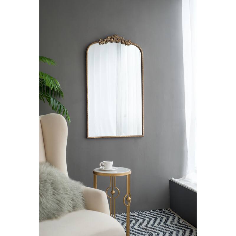 24" x 42" Gold Arch Mirror, Baroque Inspired Wall Decor for Bathroom Bedroom Living Room