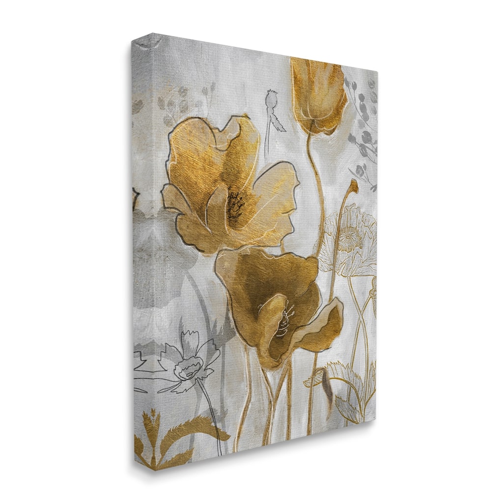 Stupell Golden Poppy Field Abstract Floral Illustration Canvas Wall Art