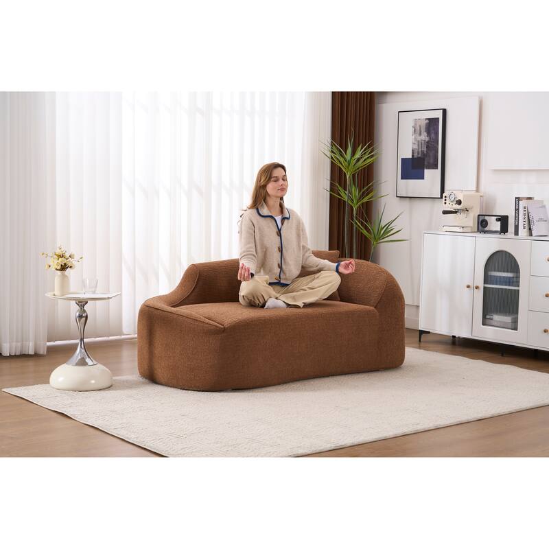 LY-048 Compression Curved Chaise Longue Chair Indoor, Modern Chenille Loveseat Couch