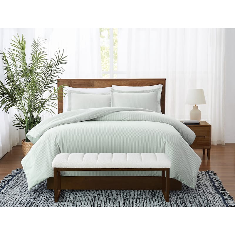 Brooklyn Loom Pinstripe 3 Piece Duvet Cover Set
