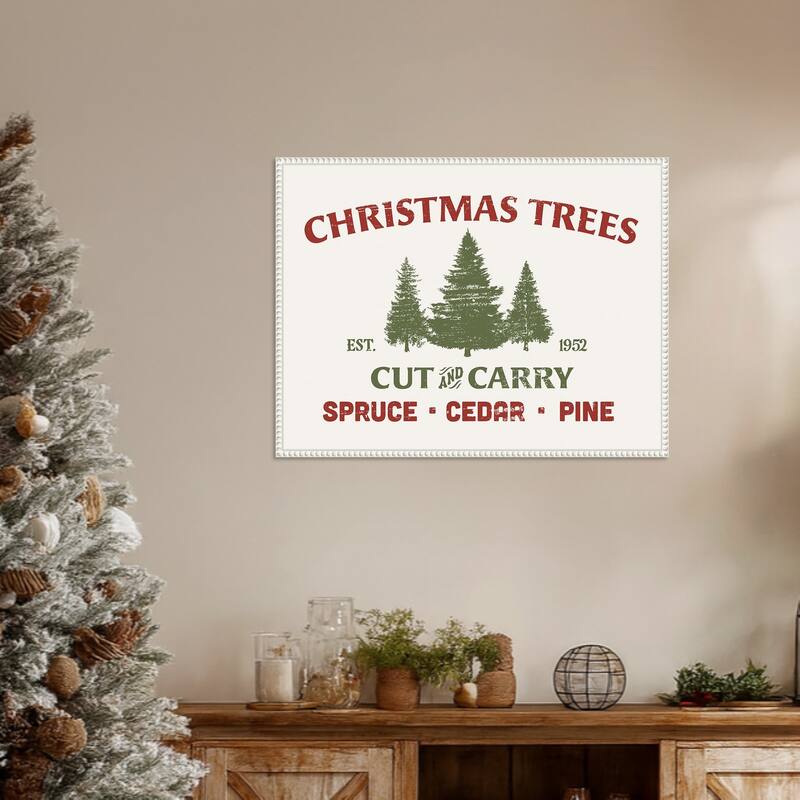 Christmas Farm Sign I by Victoria Barnes Framed Canvas Wall Art Print