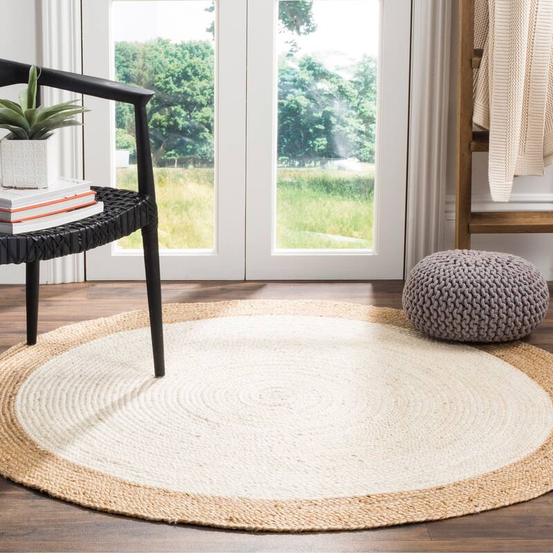 SAFAVIEH Handmade Natural Fiber Charlyne Bordered Round Jute Rug - 11' Round - Ivory/Natural