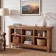 preview thumbnail 9 of 9, 70.86" Solid Wood Sofa Console Table with Open Storage Shelves & Wavy Edge Designs