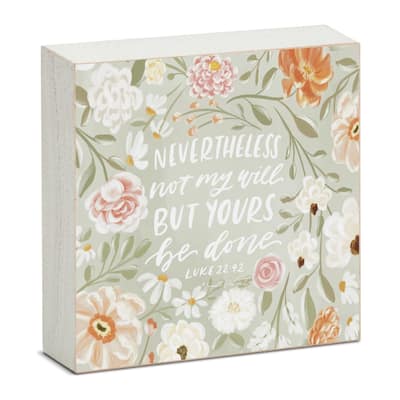 Nevertheless Artistic Freestanding Solid Wood Block Sign Made in the USA 3.75” Square Decorative Accent for Home or Office