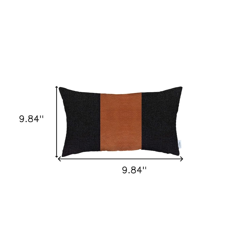 HomeRoots 12" X 20" Black And Brown Geometric Zippered Handmade Polyester Lumbar Pillow Cover