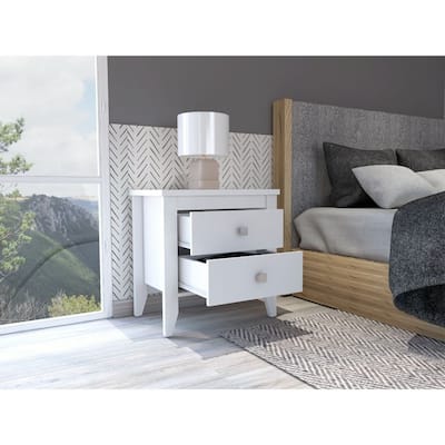 Nightstand More,Two Shelves,Four Legs,White Finish，for Living Room,and Dining Room