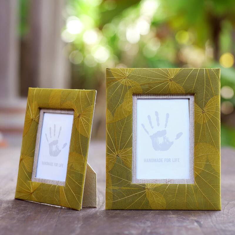 Novica Handmade Autumn Spirit In Yellow Natural Fiber Photo Frames (Pair)