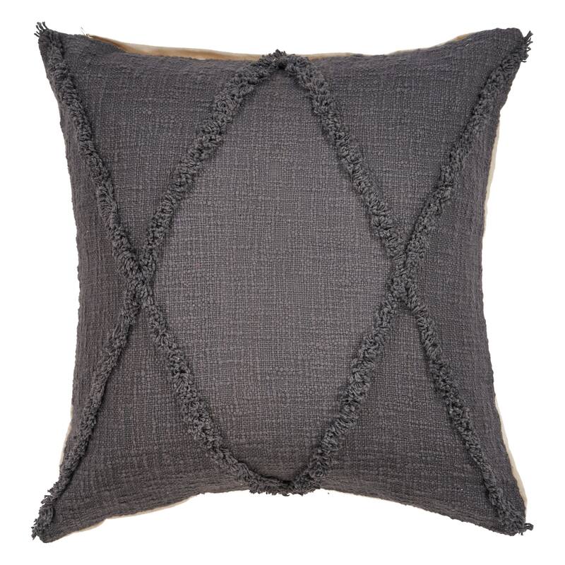 Handwoven Diamond Tufted Square Throw Pillows - 20" - Gray - Set of 2