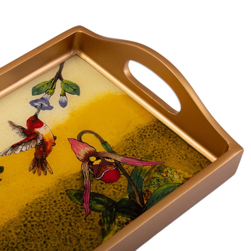 Novica Handmade Joy At Sunset Reverse-Painted Glass Tray
