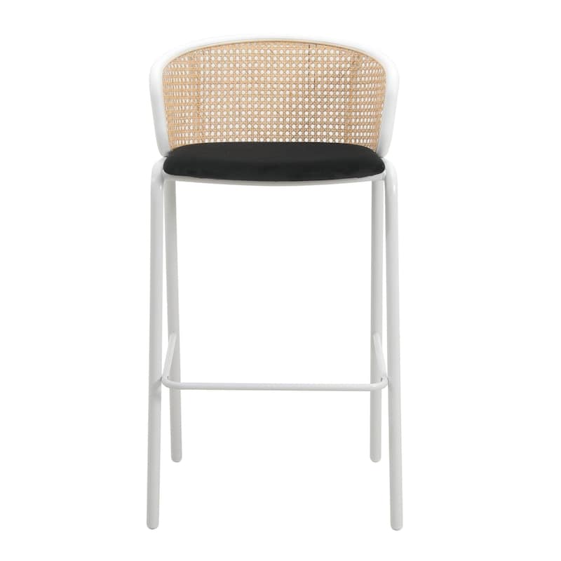 LeisureMod Ervilla Bar Stool with White Powder Coated Steel Frame Set of 2 - 37"