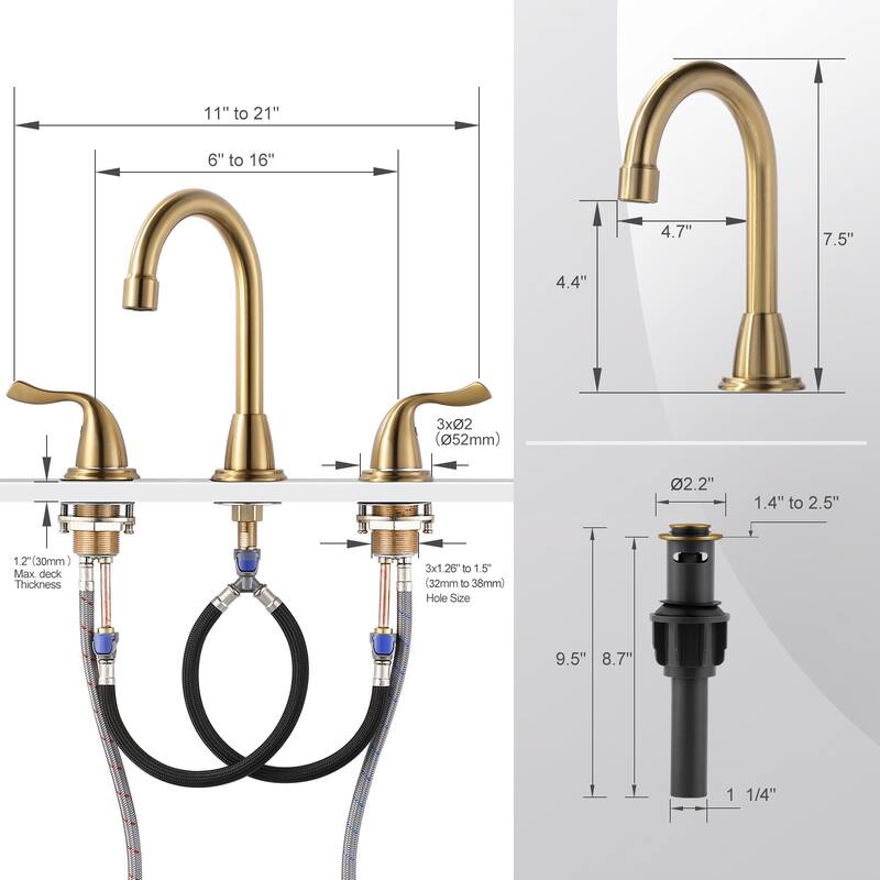 WOWOW 8 Inch Widespread Bathroom Faucet