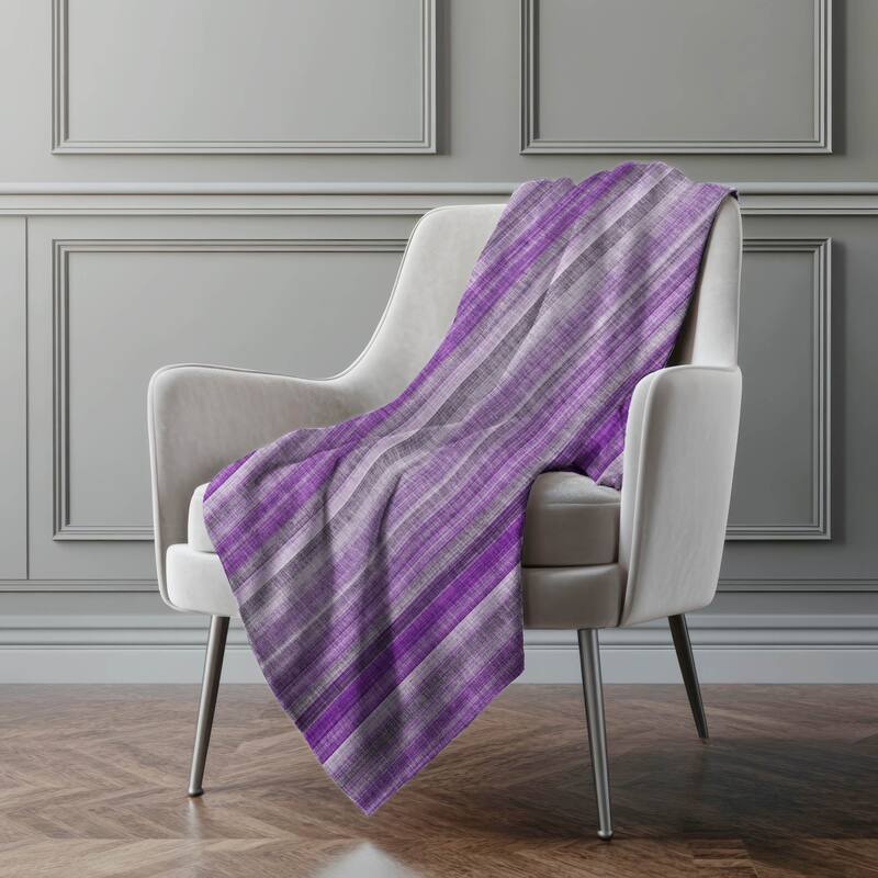 Premium Machine Washable Contemporary Stripe Sherpa Throw Blanket - Purple - 4'2" x 5'10"