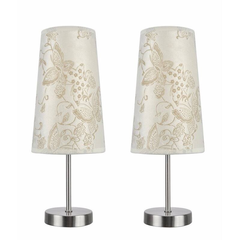 Aspen Creative 2-Pack Set - One-Light Candlestick Table Lamp, Contemporary Design in Satin Nickel, 14 1/4" High - SATIN NICKEL