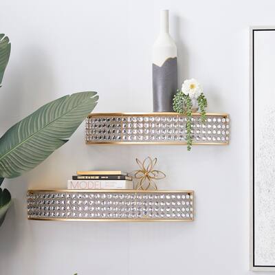 Gold Iron Contemporary Wall Shelf (Set of 2)