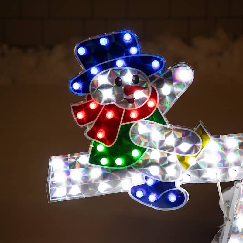 48" Yellow Red Holographic Snowmen on See Saw Outdoor Christmas Decor - Multi