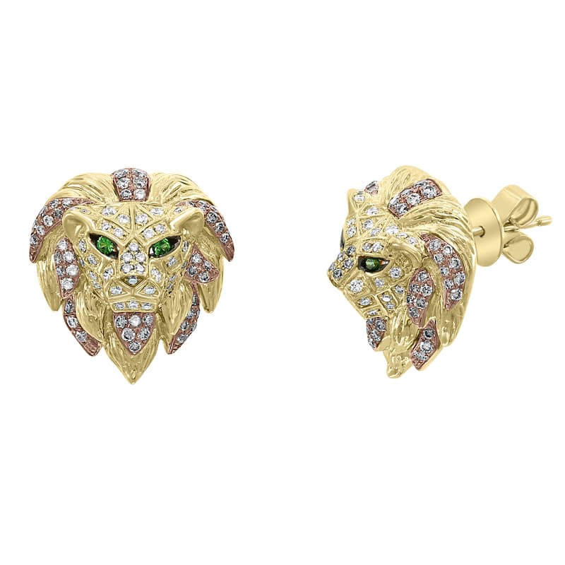 EFFY 14K Yellow Gold Diamond, Espresso Diamond, and Tsavorite Earrings
