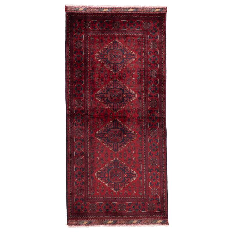 ECARPETGALLERY Hand-knotted Finest Khal Mohammadi Red Wool Rug - 3'1 x 6'7