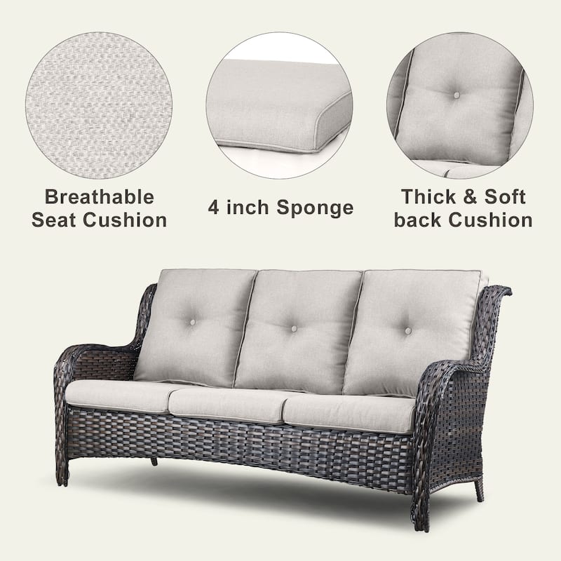 6 Pieces All Weather Wicker Sofa Patio Chair Set