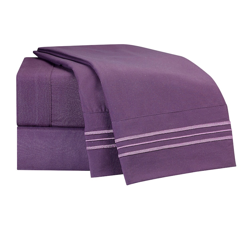 Clara Clark Premium 1800 Series Ultra-soft Deep Pocket Bed Sheet Set - Twin - Eggplant Purple
