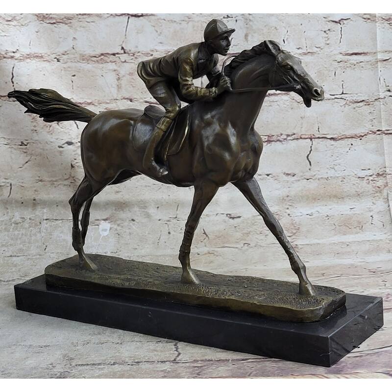 Jockey On Racehorse After The Race Signed Original Milo Hot Cast Artwork Decor