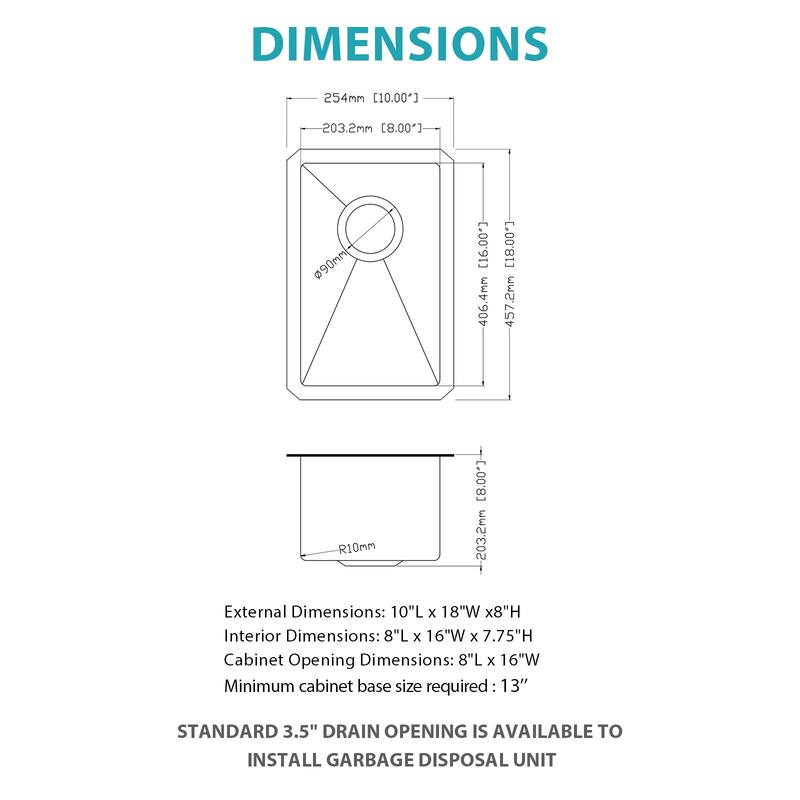 Undermount 16 Gauge Single Bowl Stainless Steel Kitchen Sink in Brushed Nickel