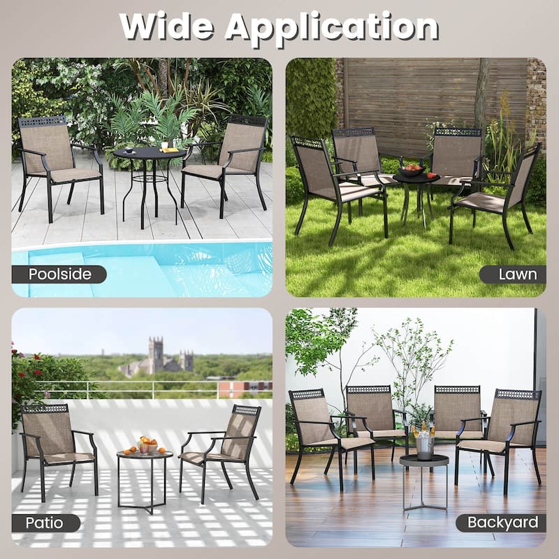 Costway Patio Chairs Set of 2 with All Weather Breathable Fabric High - See Details