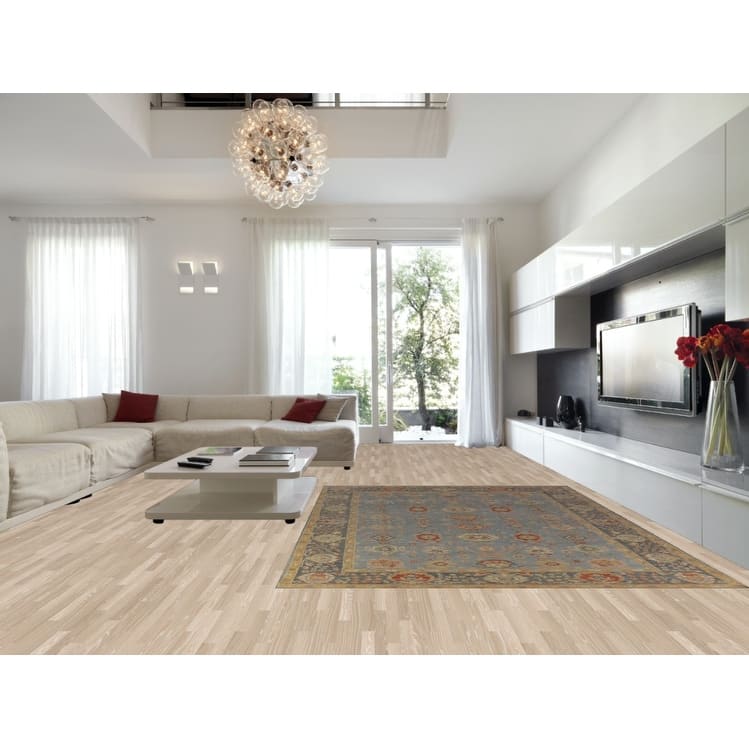 Hand Knotted Oriental 100% Wool Carpet Transitional All-Over Navy Blue & Blues Oushak Area Rug - 12' 0'' X 8' 10''