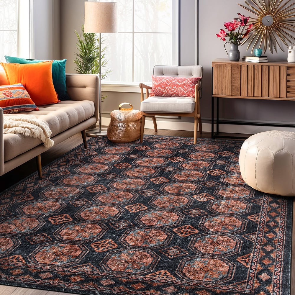 World Rug Gallery Transitional Moroccan Washable Non-Slip Area Rug