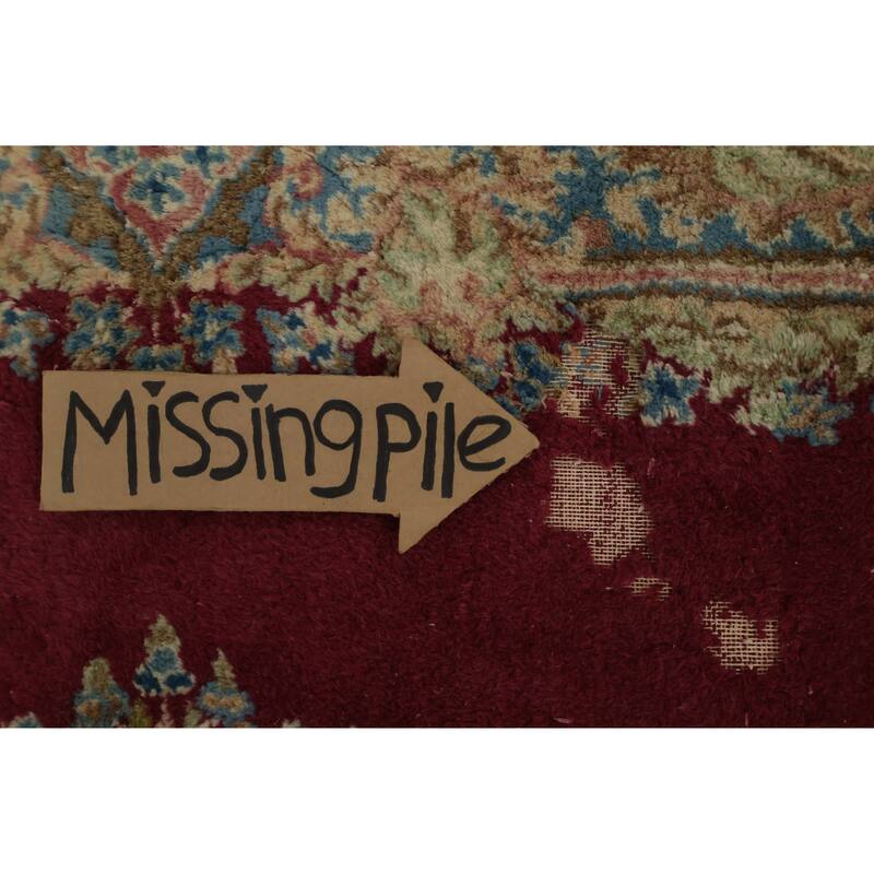 Hand Knotted Oriental 100% Wool Carpet Traditional Floral Red Kerman Area Rug - 6' 8'' X 4' 0''