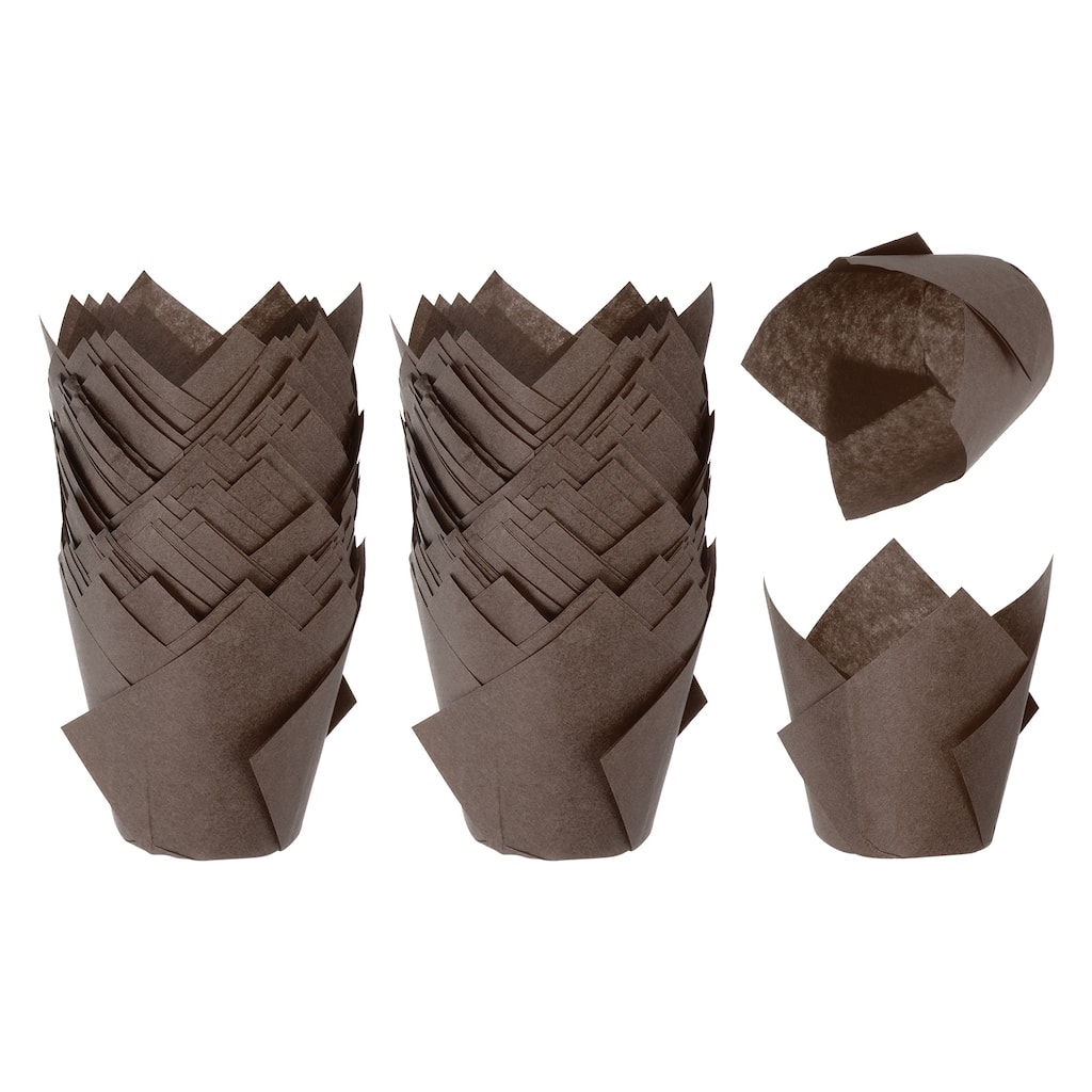 200Pcs Tulip Baking Cups Cupcake Muffins Liners Paper Disposable Wrappers,Coffee - Coffee