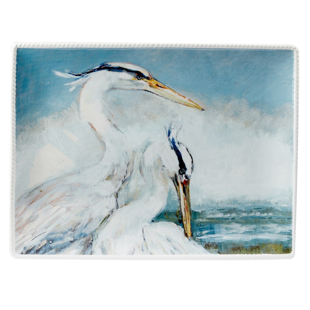 Certified International Shorebirds Rectangular Platter, 16" x 12" x 1.25" - 16" x 12" x 1.25"