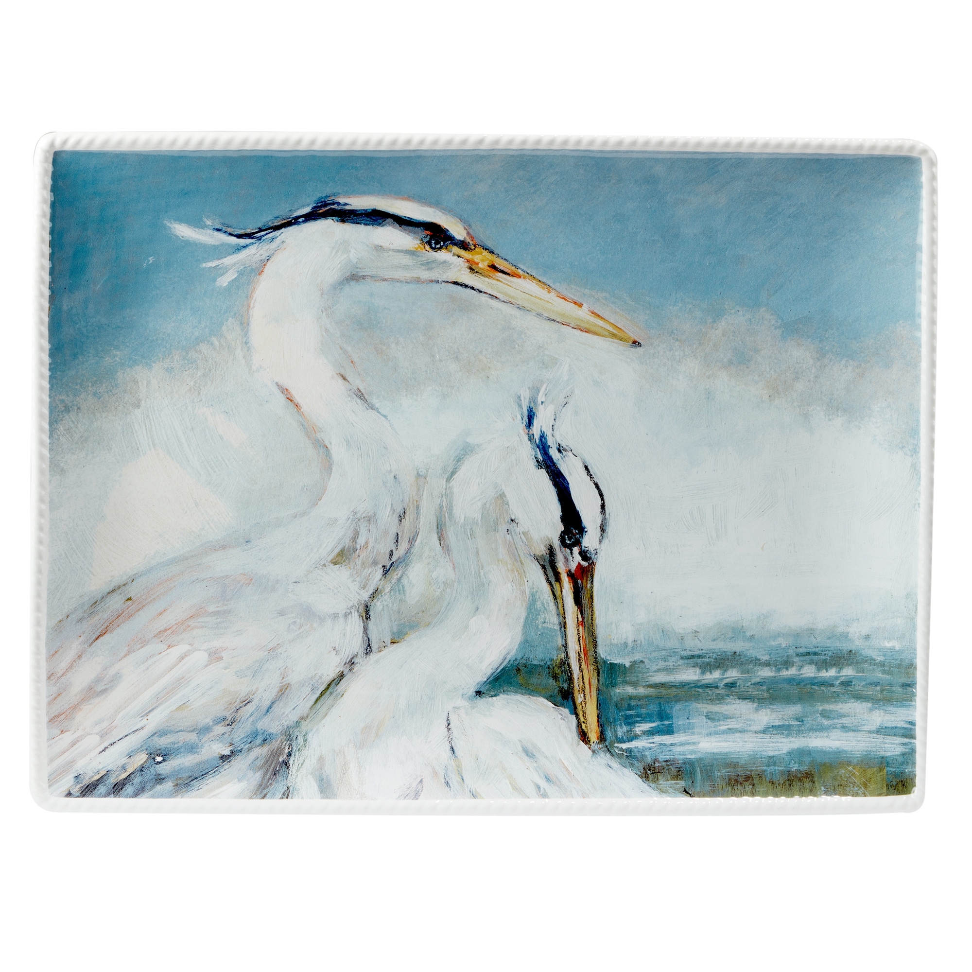 Certified International Shorebirds Rectangular Platter, 16" x 12" x 1.25" - 16" x 12" x 1.25"