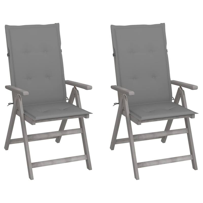 vidaXL Outdoor Recliner Chairs Patio Chair with Cushions Solid Wood Acacia