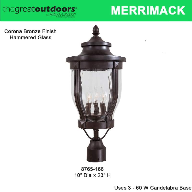 The Great Outdoors GO 8765 Merrimack 3 Light 23" Tall Post Light with
