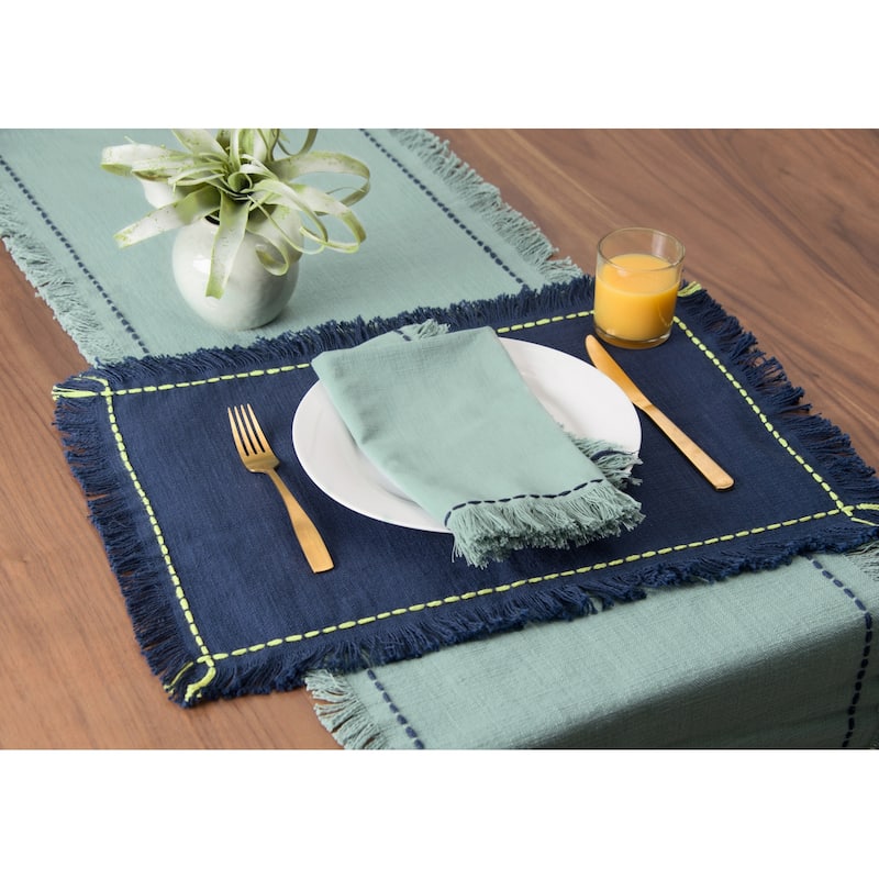 Cheryl Indigo Quilted Placemats Set of 6, 13" x 19"