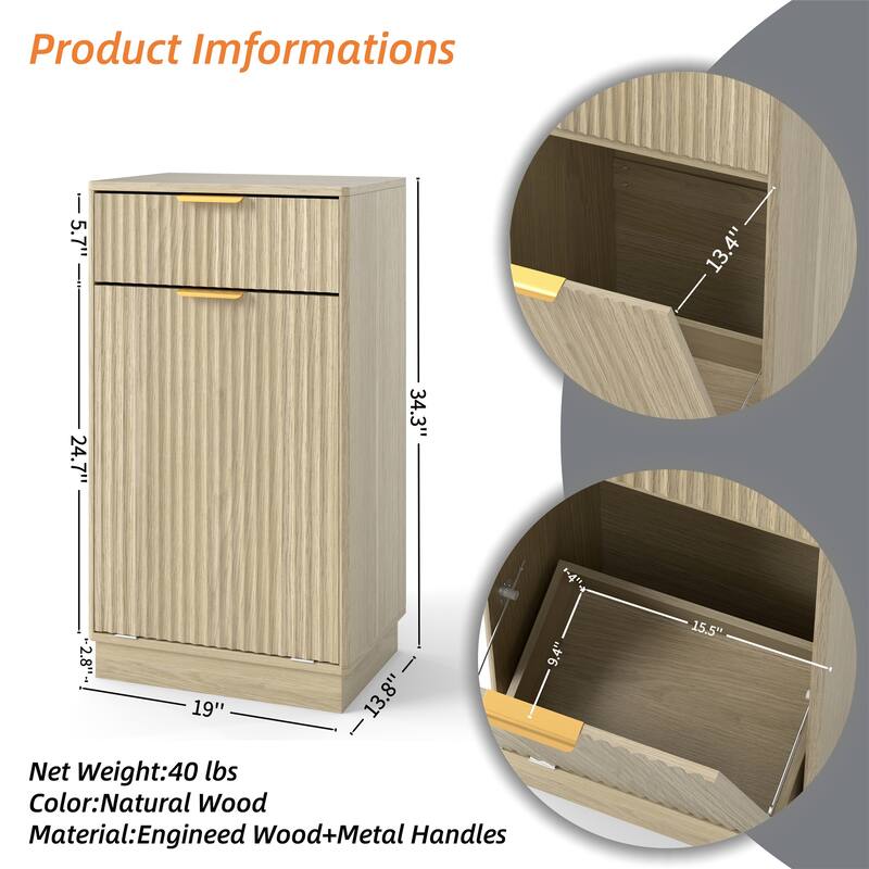 10-Gallon Woodgrain Tilt-Out Trash Can Cabinet