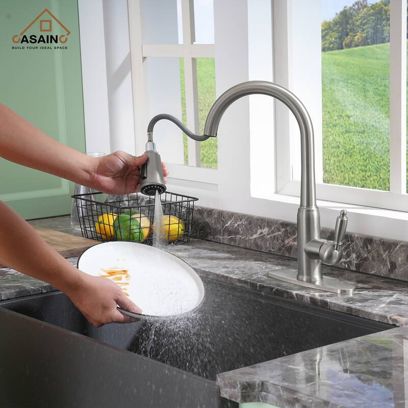 Single Handle Pull-Down Sprayer Kitchen Faucet